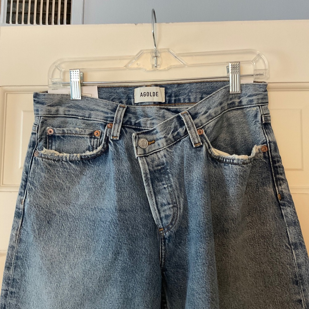 AGOLDE Arc Criss Cross Jean Conclusion Blue Wide Leg Denim Pants 27 NEW Jeans - Picture 5 of 13